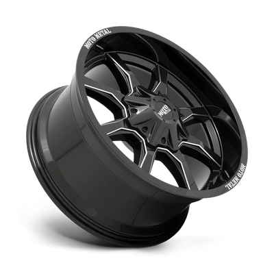 MO970 17X9 8X6.5 12MM GLOSS BLACK W/ MILLED SPOKE & MOTO METAL ON LIP