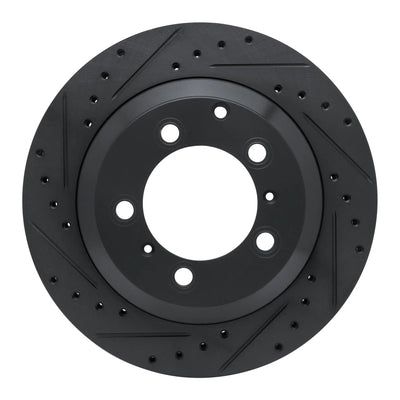 R1 -23 Porsche Cayenne Rear Left Drilled & Slotted Black Brake Rotor