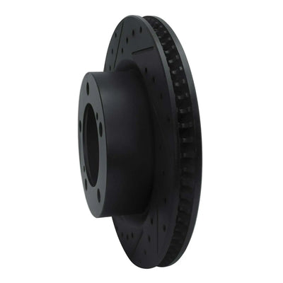 R1 08-21 Toyota Land Cruiser Front Left Drilled Black Brake Rotor