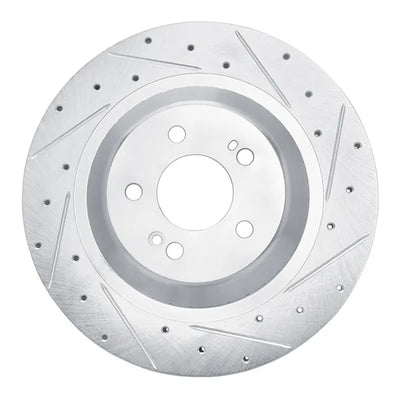 R1 02-06 BMW X5 Front Right Drilled & Slotted Silver Brake Rotor