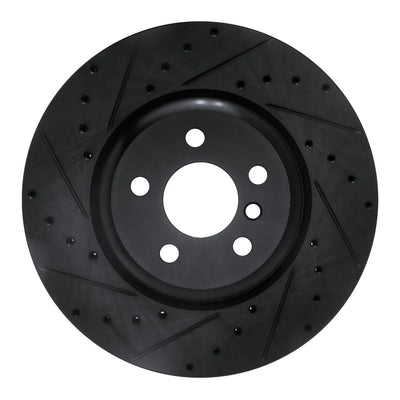 R1 16-25 BMW 430I Rear Left Drilled & Slotted Black Brake Rotor
