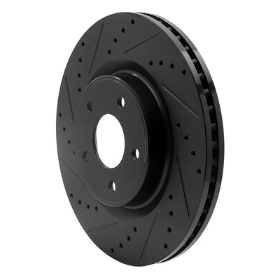 R1 2013-2025 Infiniti Q50 Front Left Drilled & Slotted Black Brake Rotor