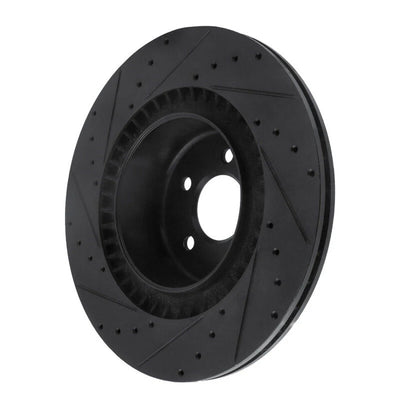R1 10-14 BMW X6 Rear Right Drilled & Slotted Black Brake Rotor