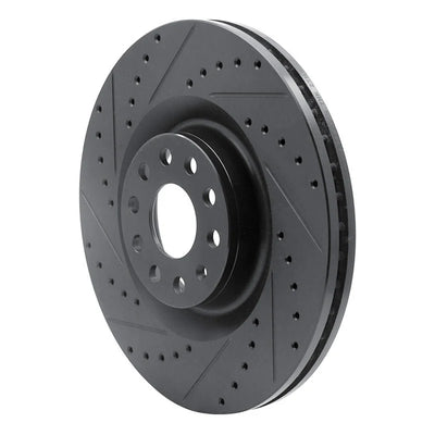 R1 06-13 Audi S3 (Mexico) Front Left Drilled & Slotted Black Brake Rotor