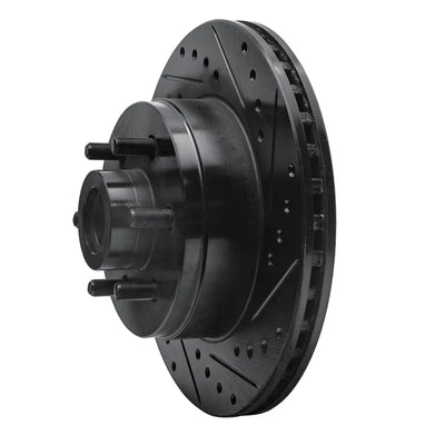 R1 91-96 Dodge Dakota RWD Front Right Drilled & Slotted Black Brake Rotor
