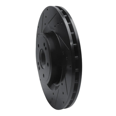 R1 18-22 Genesis G70 Front Left Drilled & Slotted Black Brake Rotor