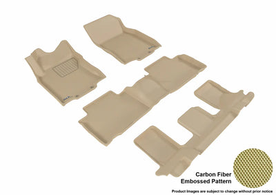 3D MAXpider 2014-2019 Nissan Rogue Kagu 1st & 2nd & 3rd Row Floormats - Tan