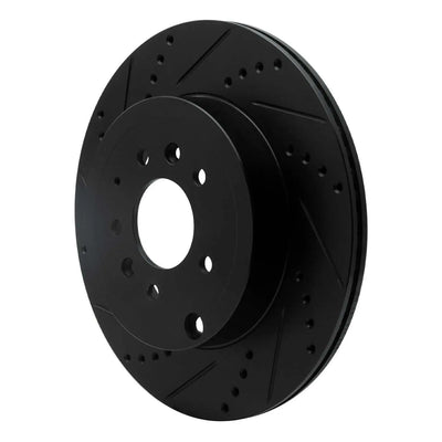 R1 07-15 Mazda CX-9 Rear Left Drilled & Slotted Black Brake Rotor