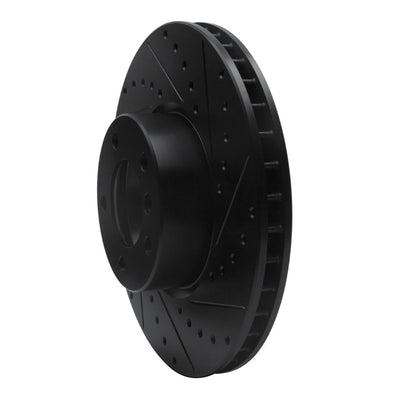 R1 00-03 BMW 530I Front Right Drilled & Slotted Black Brake Rotor