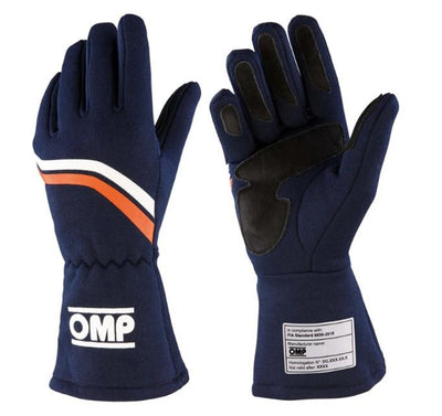 OMP DIJON GLOVES FIA 8856-2018 my2025 NAVY BLUE / FLUO ORANGE SZ XL