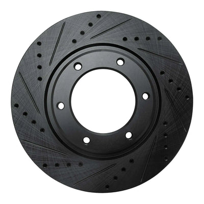 R1 93-97 Lexus LX450 Front Left Drilled & Slotted Black Brake Rotor