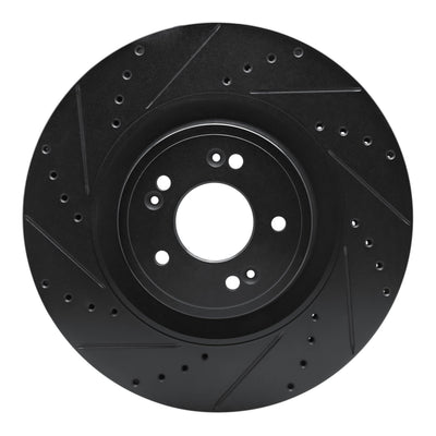 R1 12-16 Honda CR-V Front Left Drilled & Slotted Black Brake Rotor