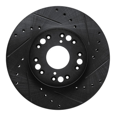 R1 91-92 Lexus LS400 Front Right Drilled & Slotted Black Brake Rotor