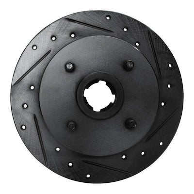 R1 88-88 Nissan Maxima Rear Left Drilled & Slotted Black Brake Rotor