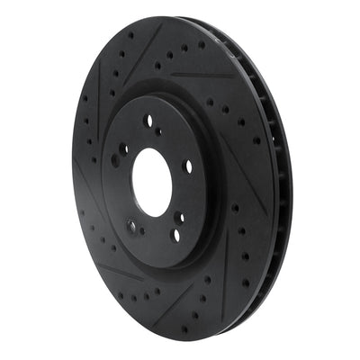 R1 97-05 Acura NSX Rear Left Drilled & Slotted Black Brake Rotor