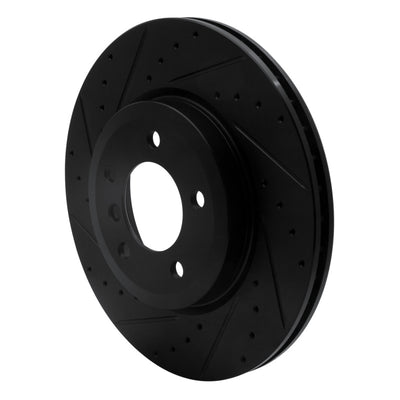 R1 01-08 BMW 330I Front Left Drilled & Slotted Black Brake Rotor