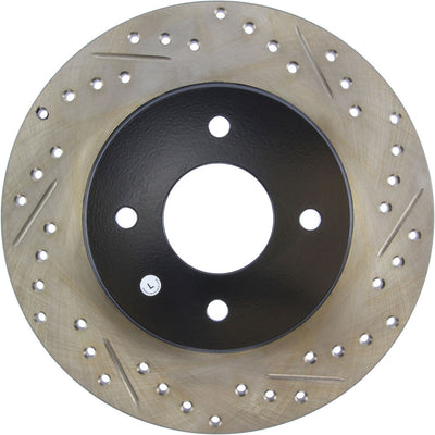 R1 84-85 Nissan 300ZX Rear Left Drilled & Slotted Black Brake Rotor