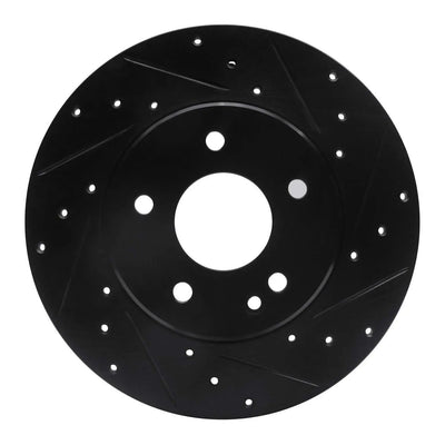 R1 97-98 Mercedes-Benz C230 Front Right Drilled & Slotted Black Brake Rotor