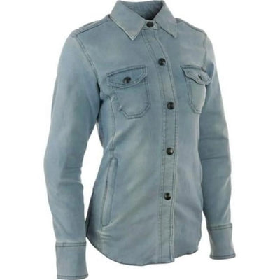 Speed and Strength Speed Society Armored Moto Shirt Denim Blue Womens - XS