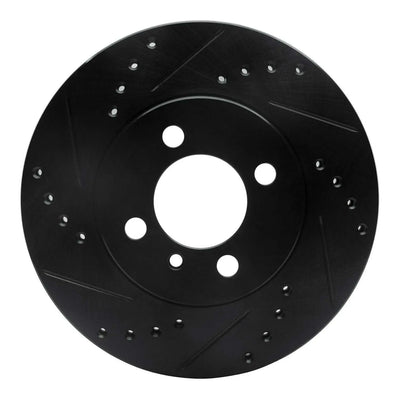 R1 84-91 BMW 325I (USA/Canada) Front Left Drilled & Slotted Black Brake Rotor