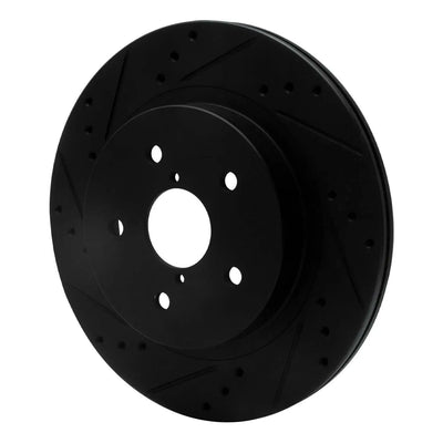 R1 15-25 Subaru Outback Rear Left Drilled & Slotted Black Brake Rotor