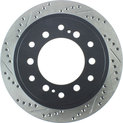 R1 01-09 Lexus GX470 Rear Right Drilled & Slotted Black Brake Rotor