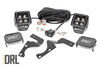 1x 70903BLKDRLA 1x 70792 LED Light Ditch Mount 2 Black Pair Amber DRL Toyota 4Runner (10-20)