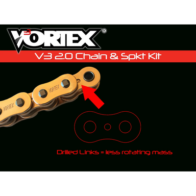 Vortex Racing V3 2.0 Chain and Sprocket Kit 3271-15,435S-50,G520SX3-116- Gold