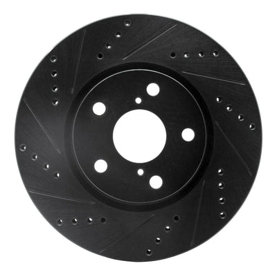 R1 06-15 Lexus GS300 Right Front Drilled & Slotted Black Brake Rotor