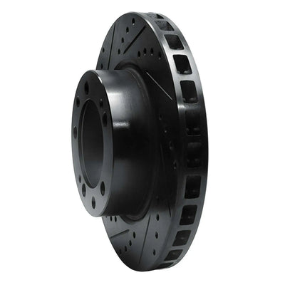 R1 86-91 Porsche 928 Right Front Drilled & Slotted Black Brake Rotor