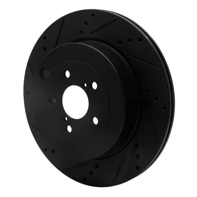 R1 17-25 Subaru BRZ Rear Left Drilled & Slotted Black Brake Rotor