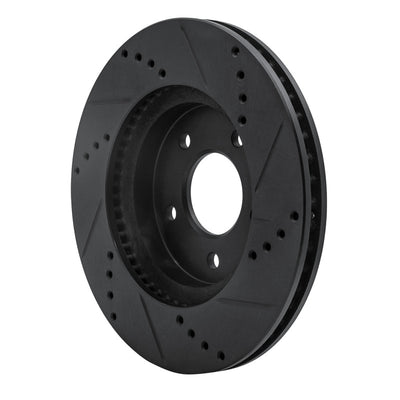 R1 02-07 Chevrolet Equinox Front Left Drilled & Slotted Black Brake Rotor