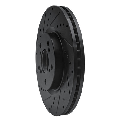R1 09-14 Acura TL Front Left Drilled & Slotted Black Brake Rotor
