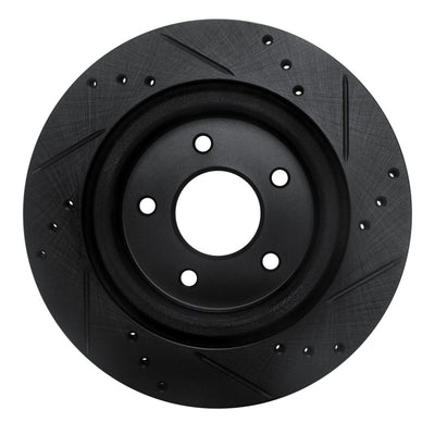 R1 17-25 Nissan X-Trail (Mexico) Rear Left Drilled & Slotted Black Brake Rotor