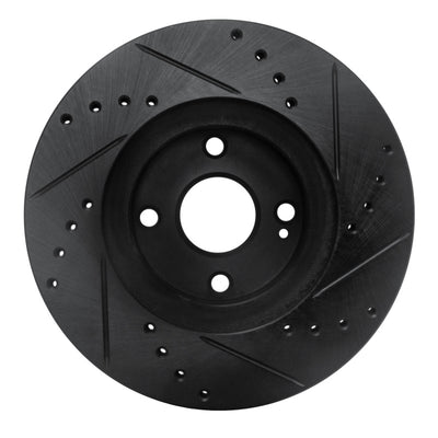 R1 01-05 Mazda Miata Front Left Drilled & Slotted Black Brake Rotor