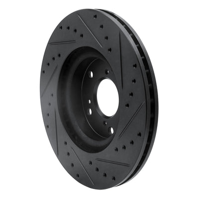 R1 02-15 Acura CSX Front Left Drilled & Slotted Black Brake Rotor