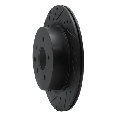 R1 05-25 Infiniti EX37 Rear Left Drilled & Slotted Black Brake Rotor