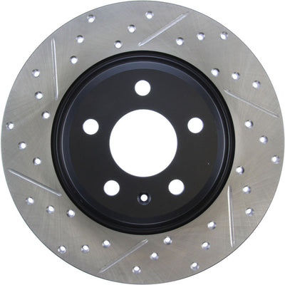 R1 09-25 Audi A4 Rear Right Drilled & Slotted Black Brake Rotor
