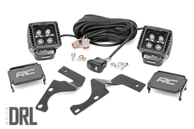 1x 70903BLKDRL 1x 70792 LED Light Ditch Mount 2 Black Pair White DRL Toyota 4Runner (10-20)