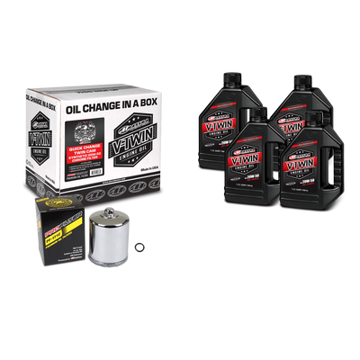 Maxima V-Twin Oil Change Kit Mineral w/Black Filter Evolution