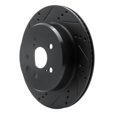 R1 06-20 Lexus GS300 Rear Left Drilled & Slotted Black Brake Rotor