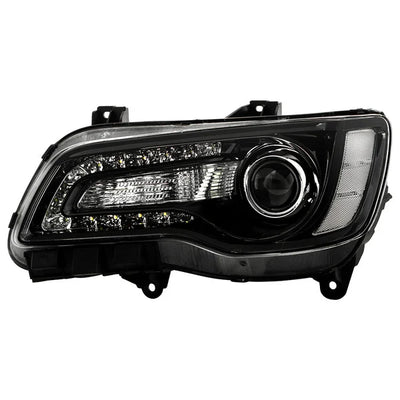 1523 CHRYSLER 300 HALOGEN ONLY (EX HID MODELS ) BLACK BEZEL DRIVER SIDE HEADLIG