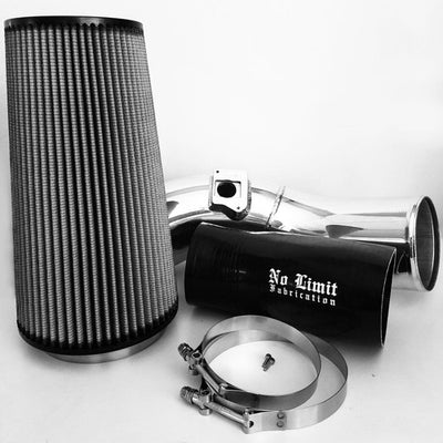 No Limit Fabrication 6.0 PowerStroke Cold Air Intake Polished Oiled Filter for Mod Turbo 5 Inlet Includes PCV Provision and Hose 2003 60CAIPO560CAIPO503