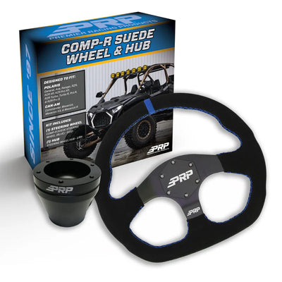 PRP Suede D-Shape Steering Wheel Kit Blue with UTV Hub for Polaris RZR Can Am X3 Arctic Cat Wildcat EZ-GO GEM John Deere Gator KG251-01