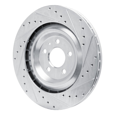 R1 15-18 Porsche Macan Rear Right Drilled & Slotted Black Brake Rotor