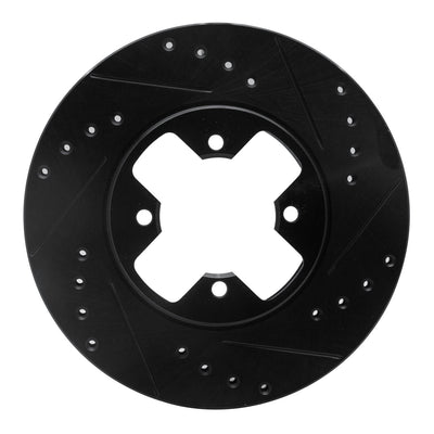 R1 84-85 Nissan 300ZX Front Right Drilled & Slotted Black Brake Rotor