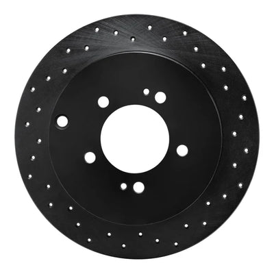 R1 07-15 Mitsubishi Lancer Rear Right Drilled Black Brake Rotor
