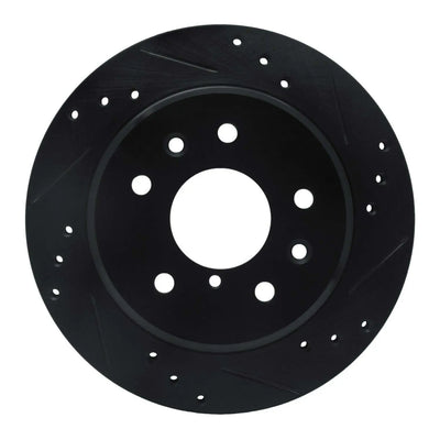 R1 86-91 Mazda RX-7 Rear Right Drilled & Slotted Black Brake Rotor