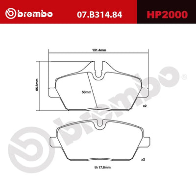 Brembo 06-12 BMW 116d HP2 Pads -Front