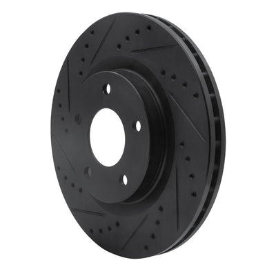 R1 07-25 Chrysler 200 Front Left Drilled & Slotted Black Brake Rotor